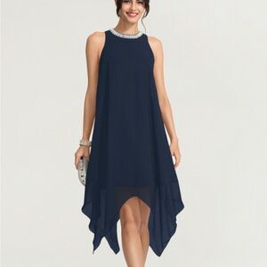 Elegant Navy Blue Sleeveless Dress- Never Worn